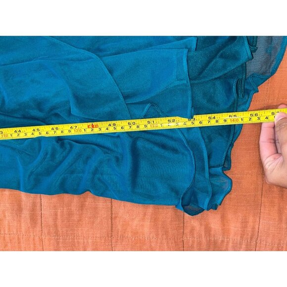Xscape Teal One-Shoulder Ruched Embellished Long Gown Size 4 Womens - Picture 12 of 14